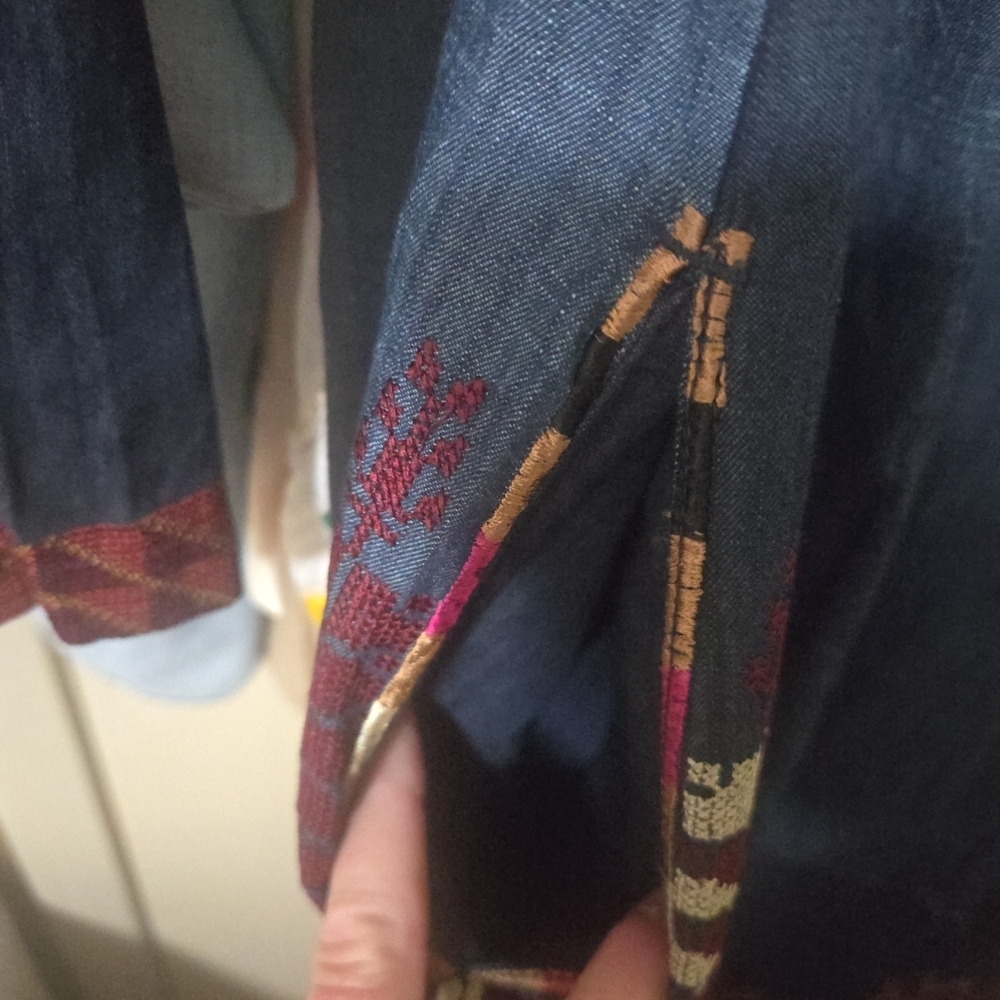 Boho Patchwork Maxi Jacket in Navy and Burgundy N… - image 7